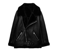 Cappotto invernale da donna in pelle di pecora ispessita calda imitazione pelle di pecora cappotto allentato, nero, Large