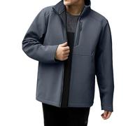 Cappotto invernale da uomo con cerniera intera, foderato in pile, cappotto spesso isolato caldo, leggero, casual, con tasche multiple, tinta unita, colletto alto, felpa senza cappuccio, abbigliamento