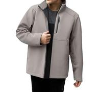 Cappotto invernale da uomo con cerniera intera, foderato in pile, cappotto spesso isolato caldo, leggero, casual, con tasche multiple, tinta unita, colletto alto, felpa senza cappuccio, abbigliamento