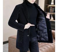 Cappotto invernale da uomo di alta qualità di media lunghezza caldo piumino d'anatra bianco cappotto di lana casual a righe addensare soprabito giacca a vento outwear