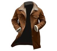 Cappotto invernale da uomo, lungo, caldo, invernale, slim fit, in cotone, con tasche, per il tempo libero, in stile giapponese, per autunno e inverno, giallo., 3XL