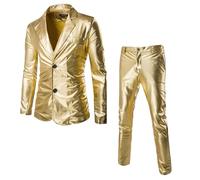 Cappotto invernale da uomo Slim 3 Suit Business festa di nozze giacca gilet e pantaloni cappotto abiti bagnati per gli uomini, Oro, 3XL
