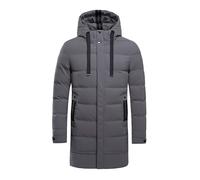 Cappotto invernale lungo da uomo con cerniera, piumino imbottito trapuntato, lunghezza alla caviglia, piumino imbottito con cappuccio, a maniche lunghe, parka, termico, antivento, con cerniera intera