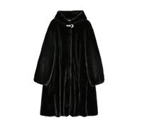 Cappotto invernale lungo nero spesso e caldo in pelliccia sintetica di visone da donna, nero/bianco, L