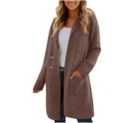Cappotto Lana Donna Offerte Lampo Del Giorno Black Friday Donna Cappotto Elegante Lnvernale Caldo Doppio Petto Lunghezza al Ginocchio Trench A-Line Cappotto con Bottoni Elegante Inverno Moda Giacca