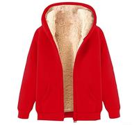 Cappotto leggero e caldo da donna con tasche con cerniera e fodera in pile che offre un'elasticità moderata per l'uso tutto l'anno (XXL rosso)
