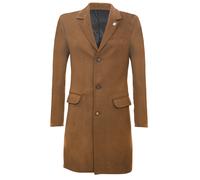 Cappotto Lunghi Da Uomo In Lino Marrone 3/4 Slim Fit Peaky Blinders