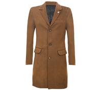 Cappotto Lunghi Da Uomo In Lino Marrone 3/4 Slim Fit Peaky Blinders