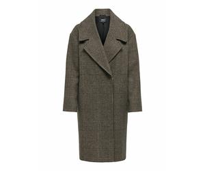 Cappotto lungo a quadri, collo tailleur Marrone M Tinta unita