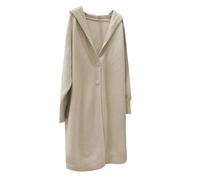 Cappotto lungo da donna con cappuccio e chiusura lampo - Cardigan aperto oversize per un look accogliente | Giacca morbida per autunno e inverno, Stil_b01 Beige, Taglia unica