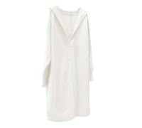 Cappotto lungo da donna con cappuccio e chiusura lampo - Cardigan aperto oversize per un look accogliente | Giacca morbida per autunno e inverno, Stil_b06 Bianco, Taglia unica