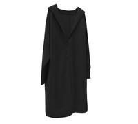 Cappotto lungo da donna con cappuccio e chiusura lampo - Cardigan aperto oversize per un look accogliente | Giacca morbida per autunno e inverno, Stil_b02 Nero, Taglia unica