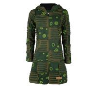 Cappotto lungo da donna con cappuccio, stile hippie, modello Flower Power, fodera in pile, caldo e morbido, giacca Goa, cutwork, felpa con cappuccio, realizzato a mano in Nepal, Shakaloha W Petunia