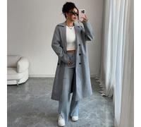 Cappotto lungo da donna LilyHouse, colore unito elegante, adatto per uso quotidiano, pendolarismo, ufficio e lavoro, con maniche lunghe, in lana, abbigliamento invernale da donna L,M,S,XLColore unicoT