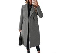 Cappotto lungo da donna, taglia M-2XL, petto 101-119 cm (grigio XXL)