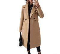 Cappotto lungo da donna, taglia M-2XL, petto 101-119 cm (Kaki M)