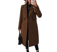 Cappotto lungo da donna, taglia M-2XL, petto 101-119 cm (marrone XL)