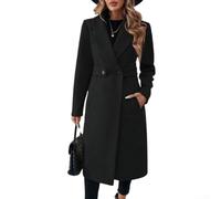 Cappotto lungo da donna, taglia M-2XL, petto 101-119 cm (nero, L)
