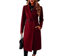 Cappotto lungo da donna, taglia M-2XL, petto 101-119 cm (rosso L)
