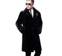 Cappotto lungo da uomo in pelliccia invernale caldo giacca a vento casual allentato, Nero , M