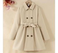 Cappotto lungo di colore semplice e tinta unita per ragazze pre-adolescenti, adatto e caldo per l'autunno e l'inverno, per uso quotidiano, occasioni casual, ritorno a scuola 8Y,9Y,10Y,11Y,12YColore un