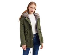 Cappotto Lungo Donna Parka Donna con Pelliccia Inverno Oversize Giacca Lunga Donna Invernale Giacche Invernali Hooded Cappotti Lunghi Donna Taglie Forti Giubbino Parka Lunghi Giubbotto Donna Verde L