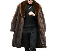 Cappotto lungo in pelliccia sintetica da uomo invernale, giacca soffice, abbottonata, parka caldo, soprabito, cardigan spesso aperto sul davanti, marrone medio