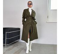 Cappotto lungo monocolore in stile casual business, abbigliamento autunnale, abbigliamento da rientro a scuola per donne L,M,S,XLColore unicoTessuto