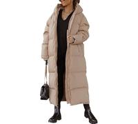 Cappotto Lungo Trapuntato da Donna con Cappuccio Maxi Lunghezza Manica Lunga Piumino Imbottito Capispalla Invernale (Beige,M)