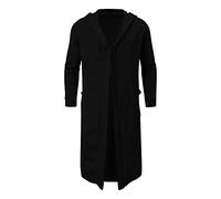 Cappotto Militare Uomo Cappotto Impermeabile Uomo Cappotti Autunno e Inverno Uomo Giacca Tinta unita Cappotto Manica Lunga Maglione Punto Lungo Aperto Morbido Giacche di Moda, Le Noir, M