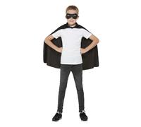 Cappotto Nero E Maschera Supereroe Costume Fantasia Bambini Giorno Del Libro