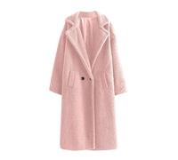Cappotto oversize lungo Teddy Sherpa - Accogliente Plus Size Smart Fleece Foderato Trench Coat Faux Fur Cardigan Donna Cappotto per Lounge & Gite Inverno Autunno, 01 rosa., L