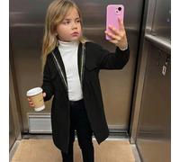 Cappotto Parka Casual da Ragazza con Decorazione a Lettere, Nastro di Testo, Cappuccio, Tasche, Lunghezza Media, Cappotto Lungo Ampio in Tessuto con Doppiopetto e Revers, Stile Militare Casual, Adatto