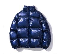 Cappotto parka da uomo trapuntato lucido con colletto rialzato, giacca invernale calda e isolata per attività all'aperto, stile streetwear, nero, argento, oro, blu reale (XL blu reale)