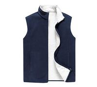 Cappotto Pelliccia Uomo Giacca invernale Calda per gli Uomini Giacca Calda Morbida Cerniera Collo Alto Giacca in Velluto di Agnello con Tasche Gilet senza Maniche, blu, XXL