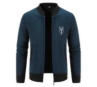 Cappotto Pepe Sale Maschio Autunno E Inverno Zip Casual Stand Manica Lunga Vacanza All'aperto Maglia Lana Cappotto Arte Pelle di Pecora, Blu marino, L