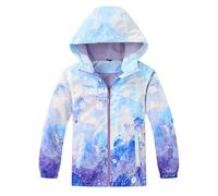 Cappotto per bambini in softshell Batik, tie-dye, impermeabile, in pile, con cappuccio, antivento, per escursionismo, funzionale, cappotto invernale leggero (blu, 5-6 anni)