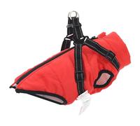 Cappotto per cani riflettente con imbracatura integrata, pile e poliestere, antivento e impermeabile, taglia L24 rosso, regolabile per cani, ideale per passeggiate notturne