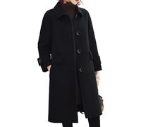 Cappotto Plus Size Cappotto Plus Size per le Donne Colletto Peter Pan Monopetto Inverno Lunghi Cappotti, Nero , M