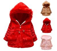 Cappotto Ragazze Invernale Capispalla con Cappuccio Orecchie di Coniglio E Cerniera in Pelliccia Sintetica Caldo Leggero Addensare Antivento Giacche Imbottito Piumino Giubbotti Giacca Bambino 1-3Anni