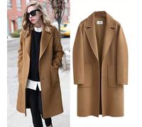 Cappotto slim donna blazer lungo caldo elegante beige invernale P006