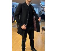 Cappotto Slim Fit Nero Piccolo A Un Petto In Lana Cashmere Peaky Blinders