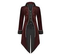 Cappotto Steampunk Uomo, Abbigliamento Medievale Uomo Rinascimentale Manica Lunga Steampunk Vittoriano Medievale Pirata Costume Cosplay Giacca Halloween Costumi da Gentiluomo per Adulti per Halloween