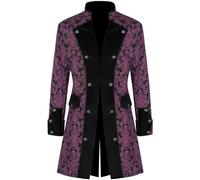 Cappotto Steampunk Uomo, Uomo Gothic Frack Frac Vittoriano da Uomo Cappotto Gotico Steampunk Medievale Costumi Costume Halloween Costumi da Gentiluomo per Adulti per Feste di Halloween
