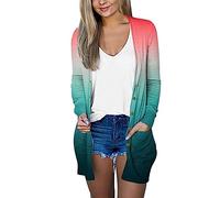 Cappotto taglie forti, cardigan lunghi per le donne nel Regno Unito, sciolto aperto davanti a maniche lunghe coprispalle top leggero dissolvenza colore capispalla morbido tessuto a righe camicetta