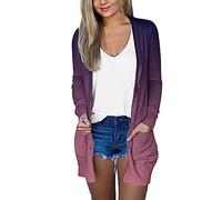 Cappotto taglie forti, cardigan lunghi per le donne nel Regno Unito, sciolto aperto davanti a maniche lunghe coprispalle top leggero dissolvenza colore capispalla morbido tessuto a righe camicetta