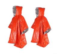 Cappotto termico antipioggia, confezione da 2 pezzi, per preparazione all'esterno, resistente all'acqua, resistente agli strappi, materiale PE riflettente al calore, strato in alluminio per campeggio