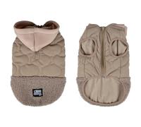 Cappotto trapuntato con cappuccio zip foderato in pile L/40 cm beige