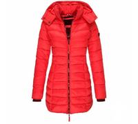 Cappotto trapuntato da donna, giacca invernale piatta lunga con cappuccio, giacca calda da donna for la mezza stagione, giacca invernale medio-lunga da donna, elegante cappotto trapuntato da donna, ca