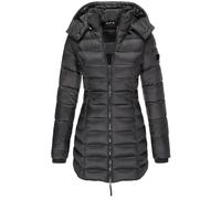 Cappotto trapuntato da donna, giacca invernale piatta lunga con cappuccio, giacca calda da donna for la mezza stagione, giacca invernale medio-lunga da donna, elegante cappotto trapuntato da donna, ca